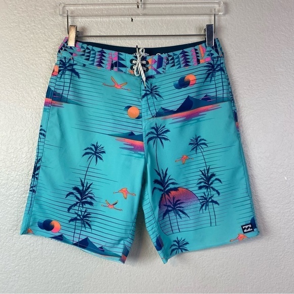 Billabong Sunday Pro Hypno Green Board Shorts Size 29 - Picture 2 of 6